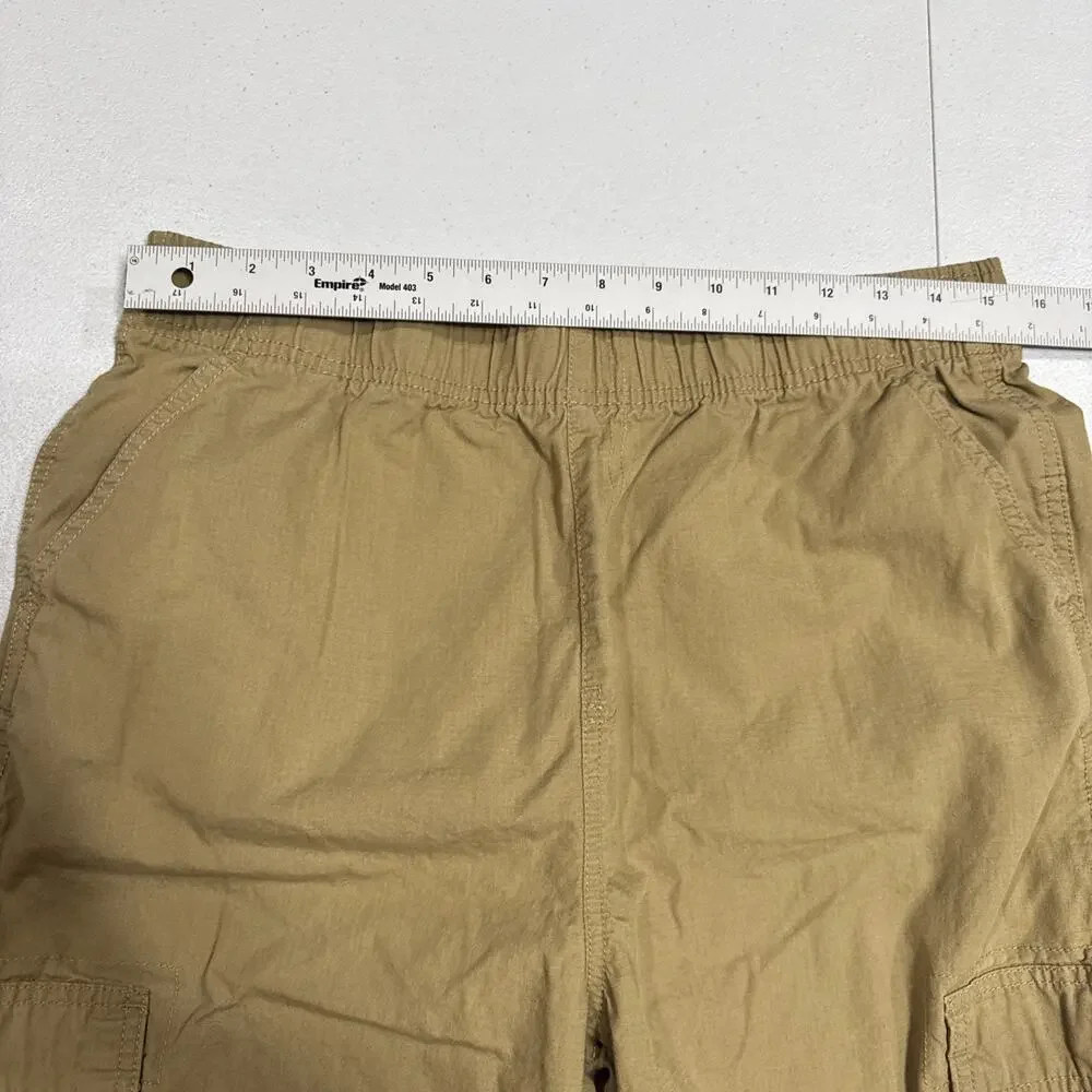 Place Shorts Boys 18 Pull On Ripstop Husky Khaki Cargo Adjustable Waist Pockets